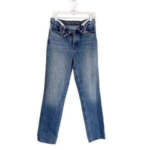 Alexander Wang deconstructed waistband straight-leg jeans 28”